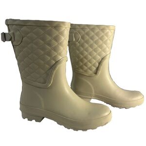 Quilted Cream Women's Rain Boots Size 7
